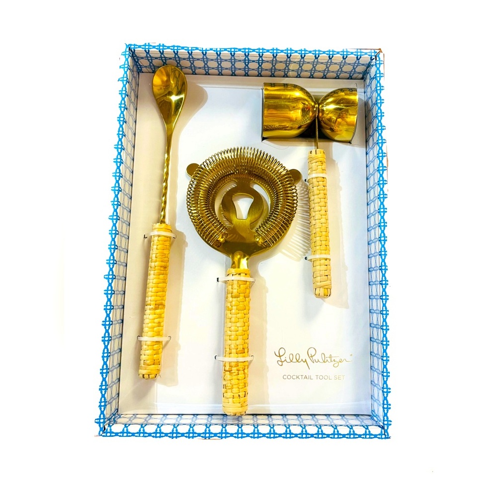 Lilly Pulitzer NWT Bamboo Cocktail Tool Set